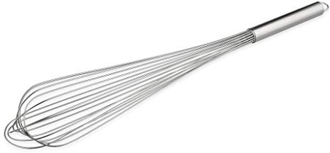 thermohauser Schneebesen (Edelstahl rostfrei), 60 cm Länge, mit Metallgriff und Aufhänger, mit 16 Schlaufen, Edelstahlgriff, Silber