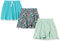Amazon Essentials Mädchen Strickröcke Mit Elastischem Bund Und Integrierten, Atmungsaktiven Shorts, 3er-Pack, Grünblau, 11-12 Jahre