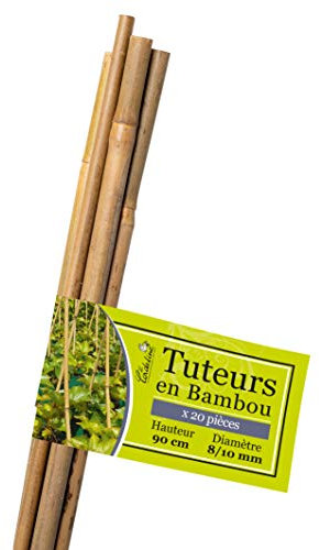 Lot de 20 tuteurs Bambou, longueur 90 cm, diamètre 8/10 mm, La Cordeline LTB90-20