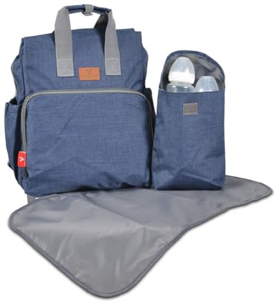 Moni Wickeltasche Lydia, zusätzliche Tasche, Wickelunterlage, Reißverschluss blau