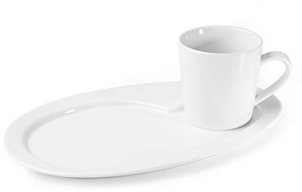 Holst Porzellan KT 005 Set 2 MP Plato de Desayuno de Porcelana con Taza de café Anna, 0,24 L, Blanco