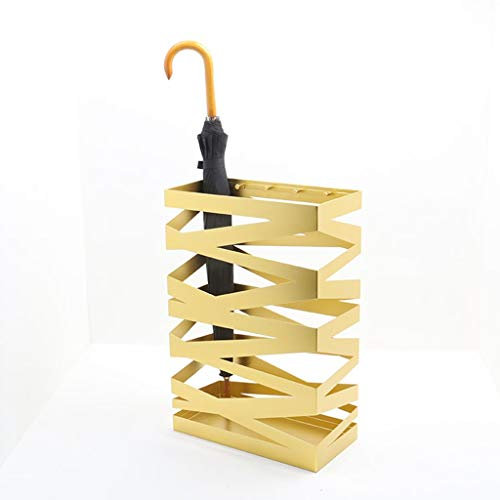 Paragüeros Paragüero Dorado, Cubo De Almacenamiento De Paraguas De Metal Moderno, con 4 Ganchos Y Bandeja De Goteo, Almacene 20 Sombrillas, 40x20x60cm