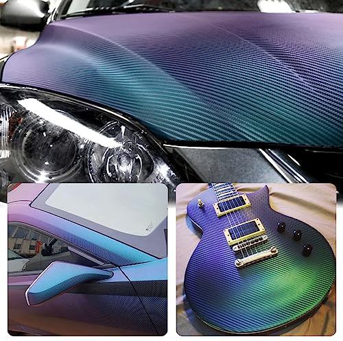 Gloss Purple Carbon Fiber Vinyl Wrap, Bubble Free, 1ft x 5ft