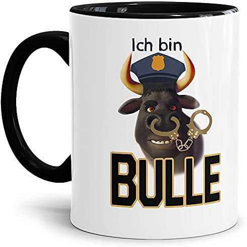 Berufe Tasse - Ich Bin Bulle - Lustige Polizei Tasse, Geschenk für Polizisten, Kollegen, Arbeit, Keramik Innen & Henkel Schwarz, 300 ml