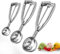 Bixel Lot de 3 cuillères à crème glacée avec déclencheur facile - Grande (6,3 cm), moyenne (5 cm), petite (4 cm) en acier inoxydable 304 pour melon, muffin, sorbet, cupcakes, boulettes de viande et