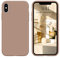 DOMAVER Liquid Silikon Hülle für iPhone X/iPhone XS, Handyhülle iPhone XS Case, Kameraschutz und Bildschirmschutz Rundumschutz, Ultra Dünne Weichem Stoßfeste Kratzfest Schutzhülle, Braun