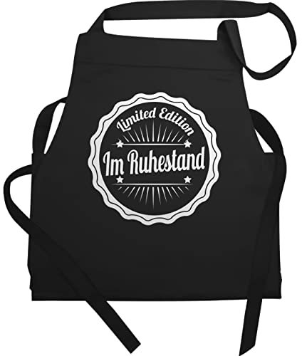 Schürze Geschenk - Rentner - Erwachsene - Limited Edition Im Ruhestand - 60x87 - Schwarz - rentnerin rente küchenschürze damen pensionisten kochschürze pensionär schürzen retirement