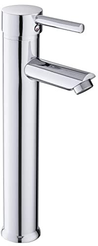 FACKELMANN Einhebelmischer Waschbecken Bad Armatur Wasserhahn Chrom 30 cm hoch - Badmöbelserie New York