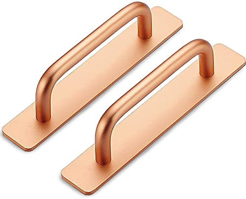 Lxoraziy 2 PCS Aluminum Alloy Self-Stick Push Pull Handles, 148mm Bathroom Drawer Closet Door Handle, Window Auxiliary Pulls, for Kitchen, Furniture, Cabinet (Rose Gold)