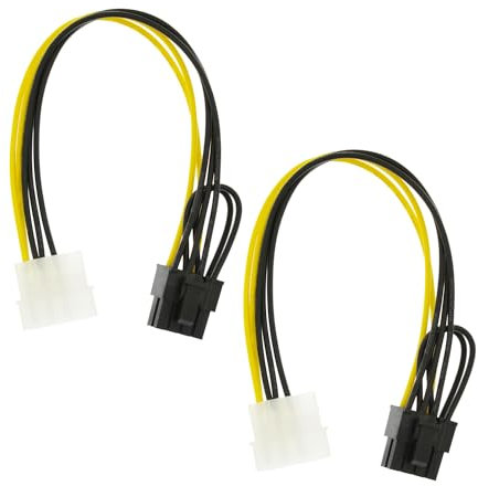 YiKaiEn 2 Packs 4 Pin Molex to 8 Pin (6+2Pin) Video Card GPU Power Supply Cable 8.6inch 22cm