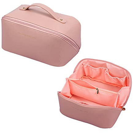 CORIOS Kulturtasche für Frauen Tragbare Kosmetiktasche Wasserabweisende Kulturbeutel Reise Waschbeutel Toilettenartikel Aufbewahrungstasche Damen Waschtasche für Badezimmerzubehör, Makeup Rosa