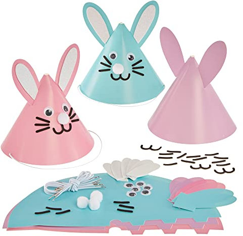 Baker Ross FX502 Osterhasen-Zipfelmützen-Bausätze - 6er-Pack, Osterbasteleien und Partyzubehör