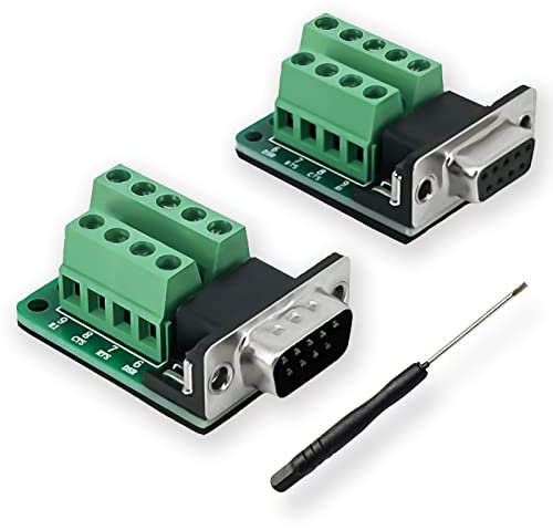 BRIEFCEC DB9 Adapter RS-232 Seriell Auf 9-poliges Lötfreies Klemmenblock-signalmodul Mit Isoliertem Pad, (1 Stecker + 1 Buchse)