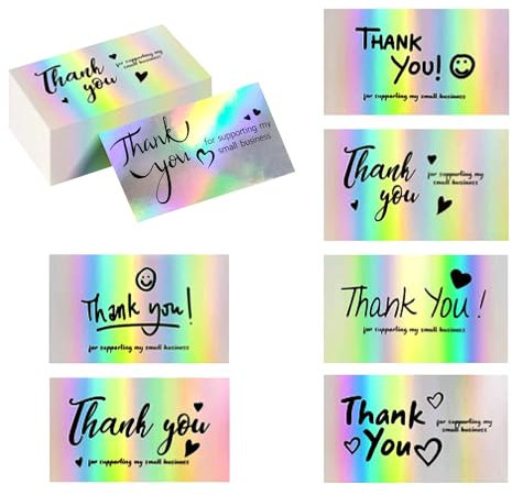 MEMOFYND 140 biglietti di ringraziamento laser arcobaleno, biglietti di ringraziamento olografici arcobaleno, adatti per il giorno del Ringraziamento, per la festa di mezz'autunno, regali di laurea