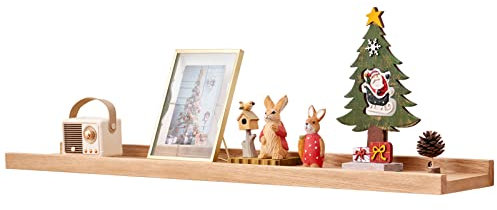 TREOAKWIS Schweberegal Wandregal, Regalbrett Holz Wandboard Eiche Massiv Bilderleiste Bücherregal Kinder Wand für Wohnzimmer, Kinderzimmer, Schlafzimmer, Büro (Natürlich, 90 x 15 x 4 cm)