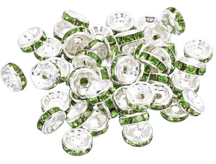 PATIKIL 8 mm Bolas Espaciadoras 100 Unidades de Bolas Espaciadoras Bolas Rondelle de Cristal En Forma de Diamante Pequeñas Y Redondas para Hacer Joyas Pulseras Collar Diy Verde