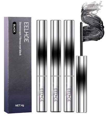 Mascara, Curling Iron Mascara, Borstenlose Mascara, – 3D Curling Wimperneisen Mascara, waschbare extra schlanke Metall-Mascara (Black,3Pcs)