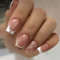 JUSTOTRY 24 Pcs White French Press on Nails Short Designs,Glossy Gold Glitter False Nails Square,Pretty Stick on Nails for Women and Teens,Squoval Fake Nail for Nail Art