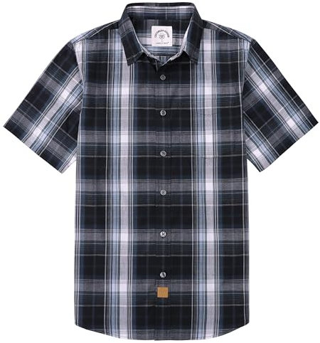 Dubinik® Chemise Homme Manches Courtes Carreaux De Travail Poche Casual Été Chemisette Homme Bouton Chemise Carreaux Homme