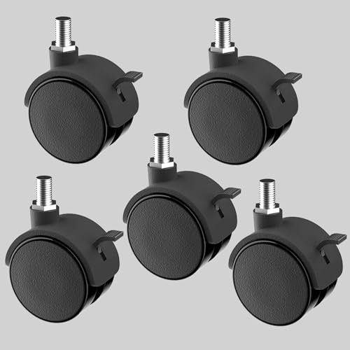 Drehbare Rollen für Bürostuhl,Möbel Ersatzrollen mit Bremse,für Gaming Stuhl Trolley Krippen (Packung mit 5) mit M8*13mm Schaft,A