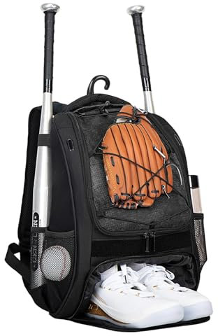 Borsa da baseball per ragazzi, borsa da baseball per bambini, zaino softball con scomparto per scarpe, borsa da baseball per ragazzi, grande capacità per racchette, caschi, ragazzi