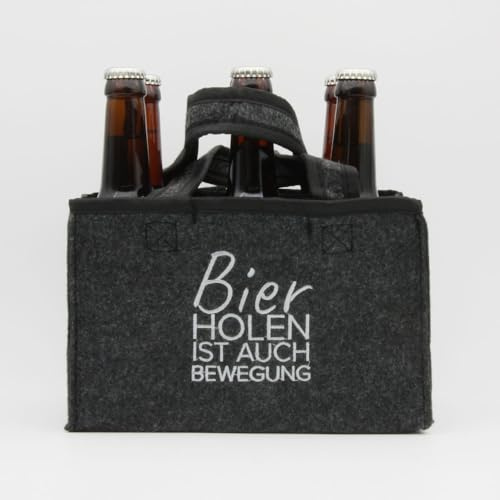 Filztasche Bier holen ist auch Bewegung, Biergeschenkset mit Bieren vom Cannstatter Keller, 6 Pack Filzträger