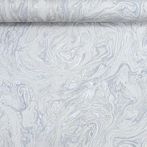 SOPHIE LAURENCE White Silver Marble Glitter Effect Heavyweight Vinyl Wallpaper - Textured, Non-Pasted, Washable, Wet Removable, 10.05m x 0.53m Roll, Modern Luxury Design for Any Room