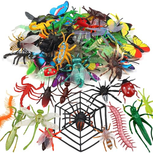 DOITEM 62 PCS Realistic Insects Toys Set, Plastic Bugs and Insect Figures, Bugs Toys Big for Children Education, Halloween and Birthday Party Favors