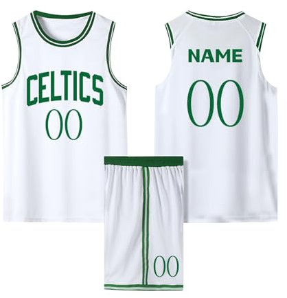 2-Teiliges Benutzerdefiniert Basketball Trikots Kinder/Erwachsener mit Namen Nummber Basketball Trikots Shirt und Shorts, Personalisierte Basketball Trikots Kinder/Erwachsener Weiß XL