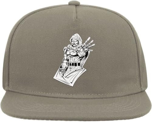 KarolioZonas Evil Robot Man Snapback Flat Visor Cotton Blend Cap Gray, grau, Einheitsgröße