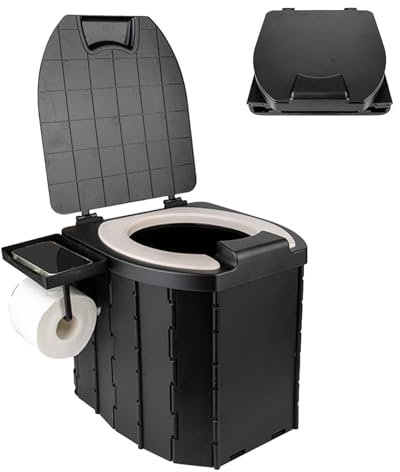 Whnbuij Campingtoilette - Kompaktes Töpfchen - Faltbar Leicht zu Reinigen Outdoor Toilette mit PU Kissen für Boot, Lange Reisen, , Zelt, Stau, Zuhause, Outdoor
