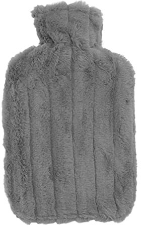 Qukaim 2 l Wärmbeutel, 2000 ml Wärmbeutel, hohe Dichte, Wärmflasche mit weichem Bezug, dunkelgrau, für den Winter, 2 l Fassungsvermögen