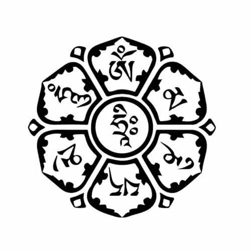 JIFENLI Autoaufkleber 15,7 cm * 15,1 cm om mani padme Hum Mantra religiöses Symbol Yoga Vinyl Aufkleber schöne Auto Aufkleber schwarz/silber