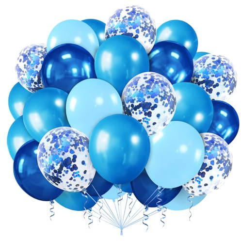 Luftballons Blau,100 Stück Ballons Blau,Konfetti Helium Ballons,Dunkelblau Hellblau Latex Ballon Für Junge Geburtstagsdeko Babyparty Hochzeit
