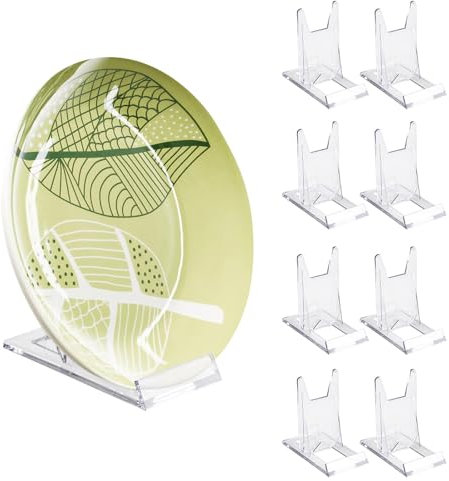 Generic 6PCS Plate Display Stands, Acrylic Adjustable Sliding Easel for Photos Place Cards Phones Books