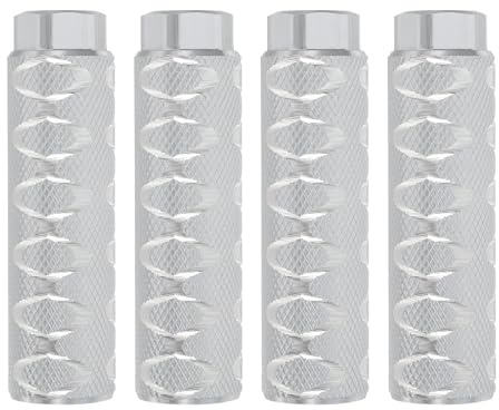 PATIKIL Lot de 4 Repose-Pieds arrière antidérapants avec Cercle Argent | en alliage d'aluminium pour essieux de 3/8 pouces, pour BMX VTT dirt bike acrobaties