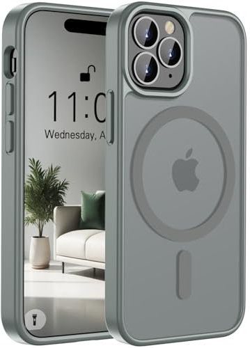 ORDA Magnetic Case for iPhone 15 Pro Case Compatible with MagSafe,for iphone 15 pro phone case Translucent Matte Back Slim,Military Grade Drop Proof Hard Back Protective Cover 6.1-Deep Grey