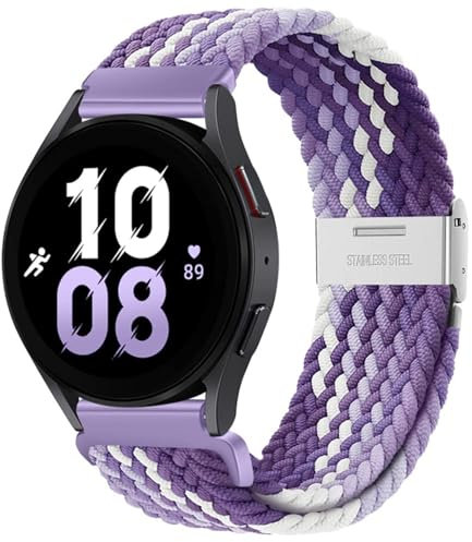BDNJN Correa de 20 mm 22 mm para Samsung Galaxy Watch 6 5 4 Band 40/44 mm 5Pro Active 2 Gear S3 pulsera elástica trenzada para Huawei GT2/3 /4Pro/5 correas de reloj(Grape Purple,22mm)