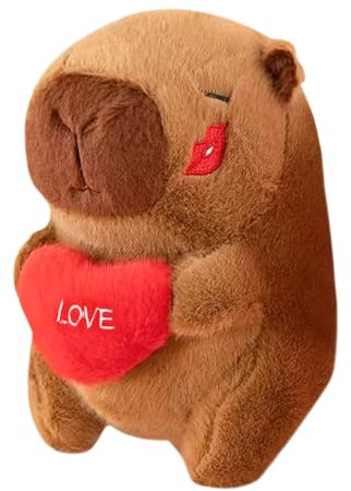 Capybara Peluche grande 25 cm Capybara Peluche con Corazón Lindo Cerdo de Agua Peluche Peluche Capybara Plushie Muñecas Juguetes Regalo de Cerdo de Agua Peluche de San Valentín Cumpleaños
