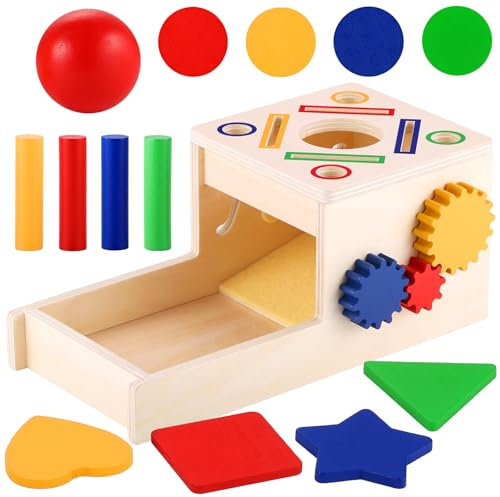 GAGAKU Baby Montessori Spielzeug für 1-jährige Jungen & Mädchen | Holzspielzeug für 1-3 Jahre | 5-in-1 Aktivitätswürfel mit Kugelbahn & Farbsortierspiel | Lernspielset | Erstgeburtstagsgeschenk