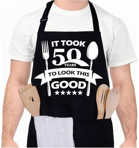 WWYSSZ Grembiule Barbecue Uomo,Grembiule Cucina Uomo Divertenti BBQ, Regalo per Uomini Papà Marito Fidanzato Nonno,Nero Grembiuli Impermeabile con 3 Tasche,Grembiuli da Barbecue per Compleanno,Natale