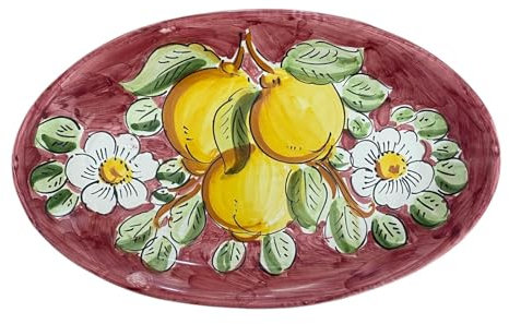 La Maison Unique: Piatto Ovale in Ceramica di Vietri – 30 cm | Decori Tradizionali Costiera Amalfitana 1904250904