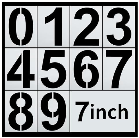 20m Groß Zahlen Schablonen,10 Stück Zahlenschablone,Lackierschablone,Sprühschablone,Sprühschablonen,0-9 Bordsteinadresse Schablone Zahlen Für Markierung Garagenparkplätzen Hausnummern Briefkästen