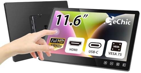 GeChic T111B 11,6 Zoll Touchscreen Touch Monitor für einbau, HDMI, USB-C | 12 Zoll, Kapazitiver Touch, Anti-Fingerprint, Windows 10, Wandhalterung, Touchscreeen Display, Linux, Raspberry OS