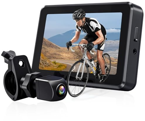 Bike Camera 1080P Rear View Camera with 4.3 Screen, 110° Wide Angle Waterproof Bike Cameras Cycling With Night Vision Function, 360° Rotatable Bracket, Compatible With Mountain Bicycle, Road Bike