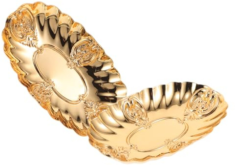 Zerodeko 2pcs Vintage Carved Iron Jewelry Holder Tray Elegant Metal Trinket Dish for Rings Necklaces Bracelets Compact Vanity Organizer for Home Bathroom Dressing Table Decor