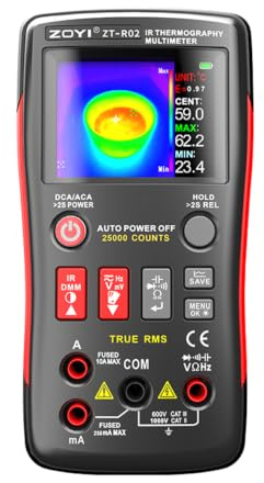 ZOYI ZT-R02 96x96 Thermal Imager with 25000 Digital Multimeter, 25Hz Real-Time IR Camera, 240x240 HD Screen,True RMS Auto-Ranging, Electrical Diagnostics Tool for HVAC, Automotive & Home Inspection