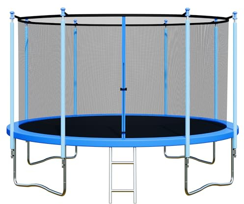 ALTLER Trampoline Outdoor 12FT 14FT with Enclosure and Ladder, ASTM Approved Recreational Trampoline for Kids and Adults, Anti-Rust Coated Frame