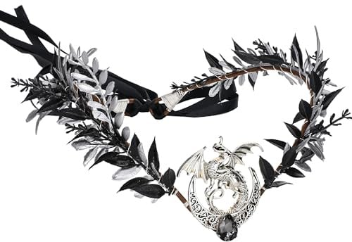 PartyforU Feen Elfen Haarreif Waldelfe Kostüm Kopfbeschlag Kristall V - Form Florale Diadem Cosplay Mond Gotischer Drachen Blumenkranz Kopfschmuck Krone Damen Männer Accessoires