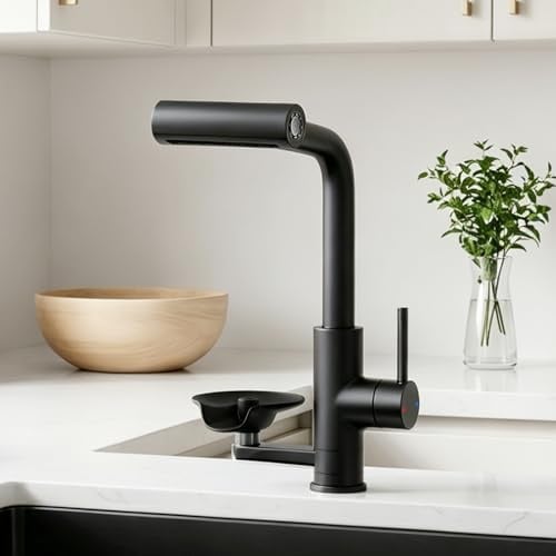 JONKEAN Wasserhahn Küche Glasspüler, Ausziehbar Küchenarmatur | Einhebelmischer mit 4 Strahlarten, Waterfall Spültischarmatur, 360°-Drehung Mischbatterie, 304 Edelstahl, für Bar und Küche